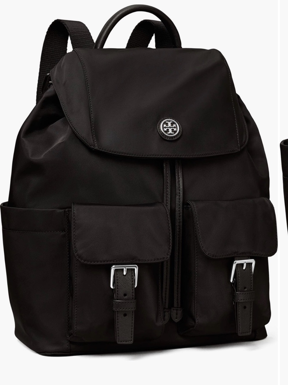 Tory Burch Virginia Nylon Flap Backpack Black